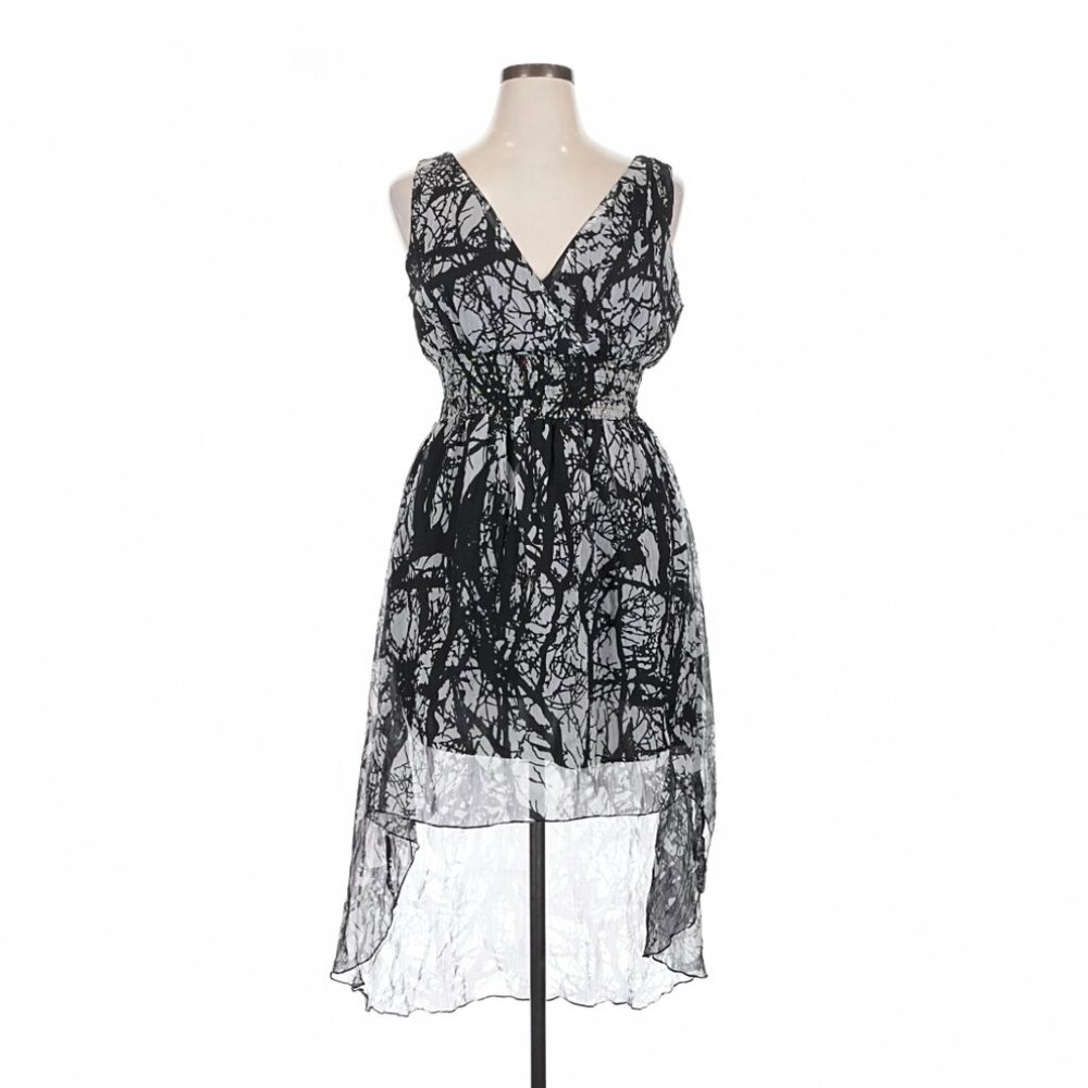 Jessica Taylor Black/White Geometric Print Cocktail Dress - Size 1X - Like New